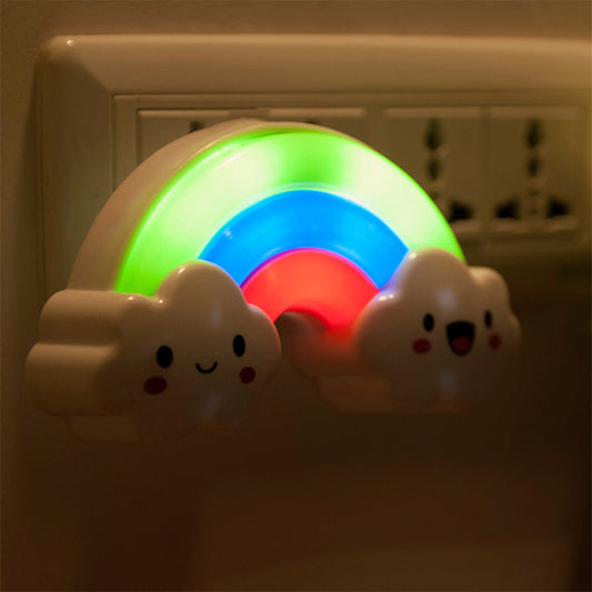 Vivolux | Rood-Groen Regenboog Kleine Nachtlampje Cartoon Plastic Inpluggen LED Wandlamp voor Baby Kamer