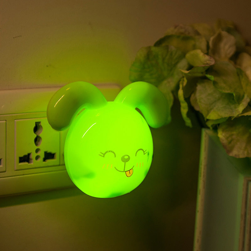 Vivolux | Hondje Mini Plug-in Nachtlamp Cartoon Plastic Kinderen Bovenbed LED Wandlamp in Groen