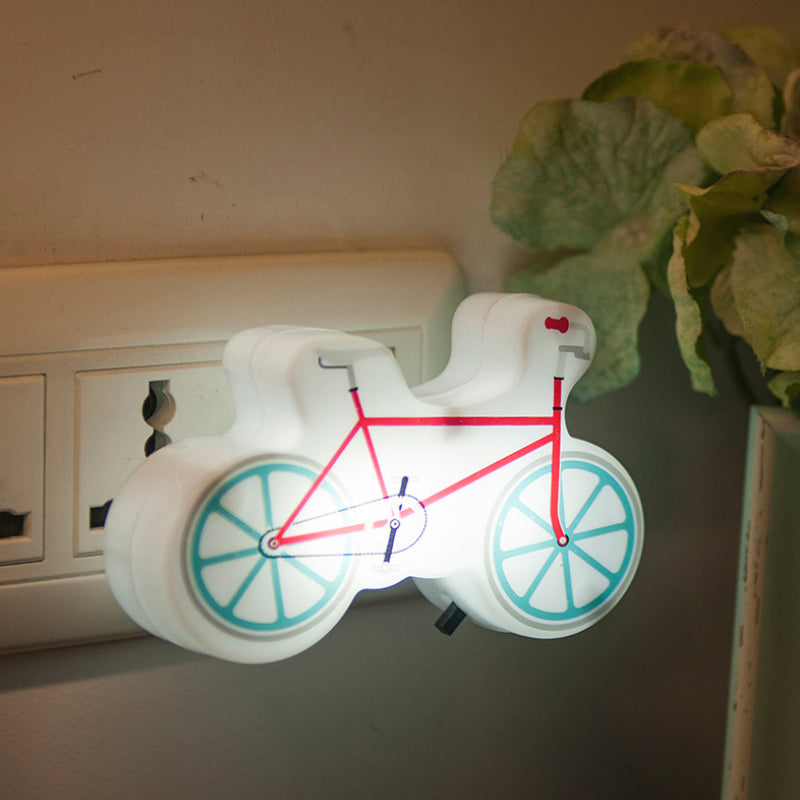 Vivolux | Kinderen Stijl Fiets Nachtlamp Plastic Jongens Bedlampje LED Muurverlichting in Rood met Stekker