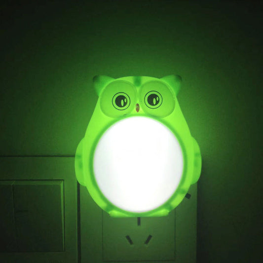 Vivolux | Uil Kinderkamer Mini Nachtlampje Plastic Cartoon Stekker LED Wandverlichting Ideeën in Rood/Groen