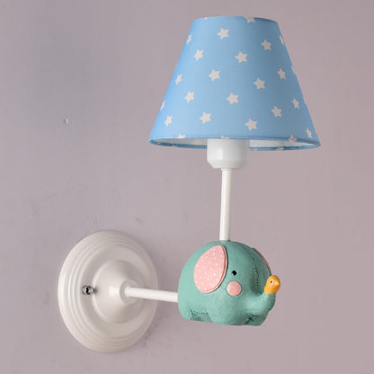 Vivolux | Rechthoekige Kinder Slaapkamer Wandlamp IJzer 1-Licht Kids Sconces Lichtarmatuur met Roze/Blauwe Kleur en Schattige Olifant Decor