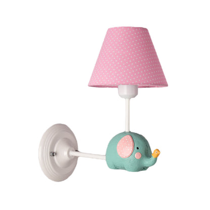 Vivolux | Rechthoekige Kinder Slaapkamer Wandlamp IJzer 1-Licht Kids Sconces Lichtarmatuur met Roze/Blauwe Kleur en Schattige Olifant Decor