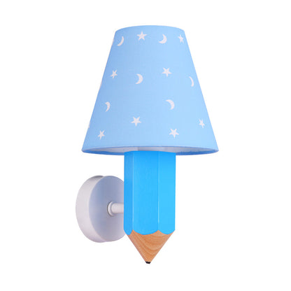 Vivolux | Kinderen Potlood Houten Muurverlichting Eenvoudige Lamp Idees met Conische Lampenkap in Blauw