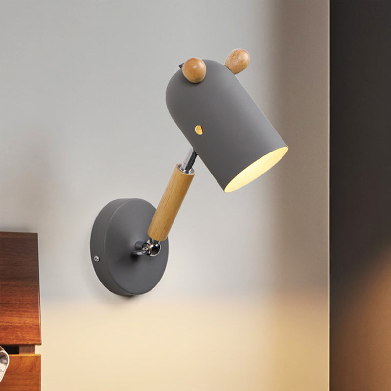 Vivolux | Eisen verlängerte Kuppel Schwenkarm Wandlampe Kinder 1 Glühbirne Weiß/Grün/Grau-Holz Wandleuchte mit Belüftungsloch