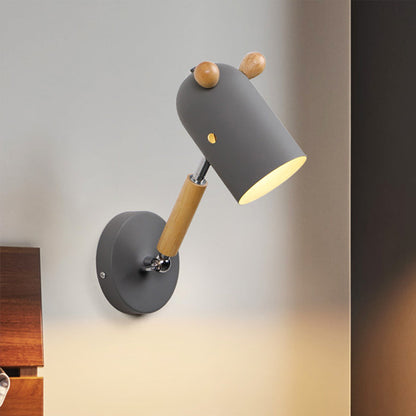 Vivolux | Eisen verlängerte Kuppel Schwenkarm Wandlampe Kinder 1 Glühbirne Weiß/Grün/Grau-Holz Wandleuchte mit Belüftungsloch