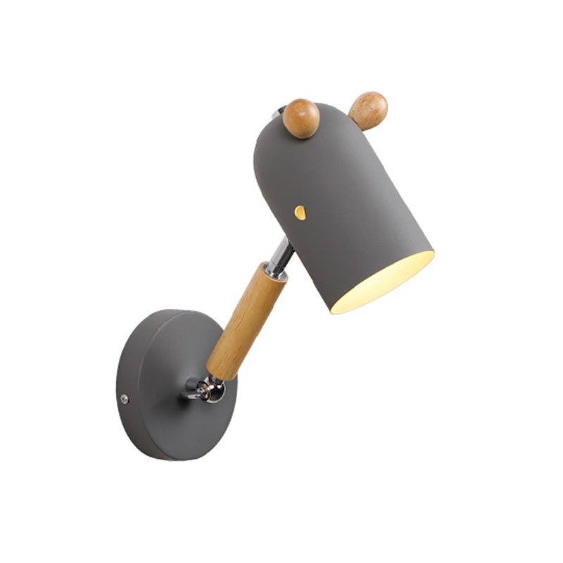 Vivolux | Eisen verlängerte Kuppel Schwenkarm Wandlampe Kinder 1 Glühbirne Weiß/Grün/Grau-Holz Wandleuchte mit Belüftungsloch