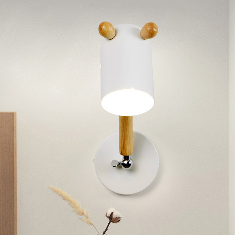 Vivolux | Eisen verlängerte Kuppel Schwenkarm Wandlampe Kinder 1 Glühbirne Weiß/Grün/Grau-Holz Wandleuchte mit Belüftungsloch