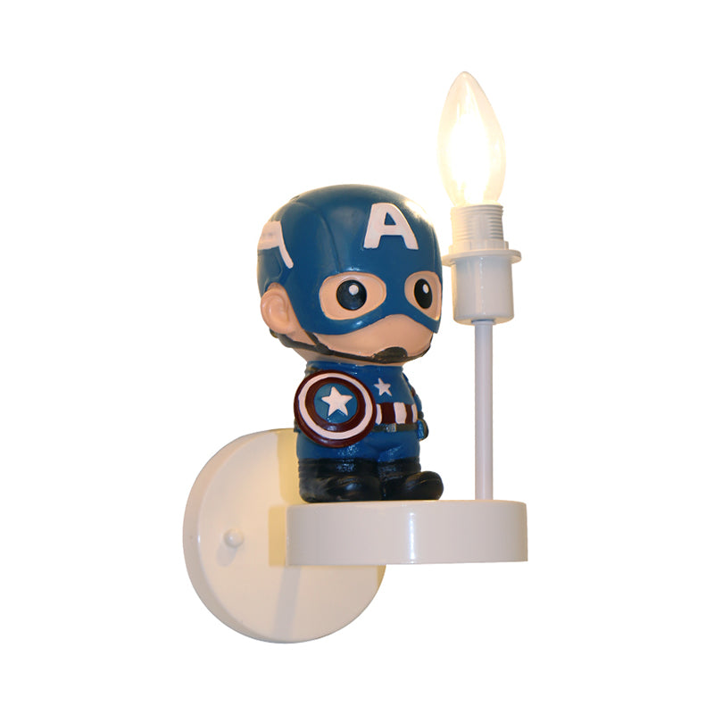 Vivolux | Hars Mini Soldaat Wandlamp Kinderen 1 Lamp Blauw Sconces Ideeën met Blootgestelde Gloeilamp Ontwerp