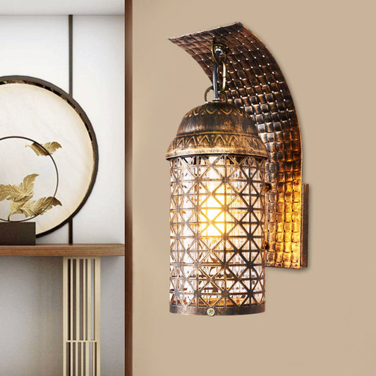 Vivolux | Bronze Lantern Wandleuchte Rustikales Eisen 1 Licht Wohnzimmer Wandlampe mit Ausschnittdesign