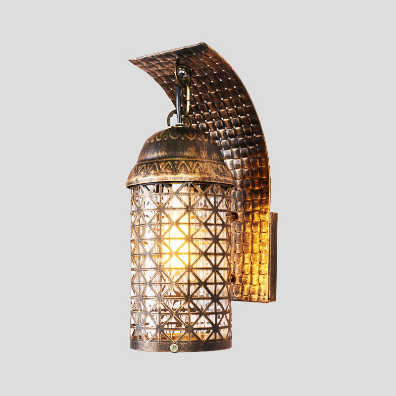 Vivolux | Bronze Lantern Wandleuchte Rustikales Eisen 1 Licht Wohnzimmer Wandlampe mit Ausschnittdesign