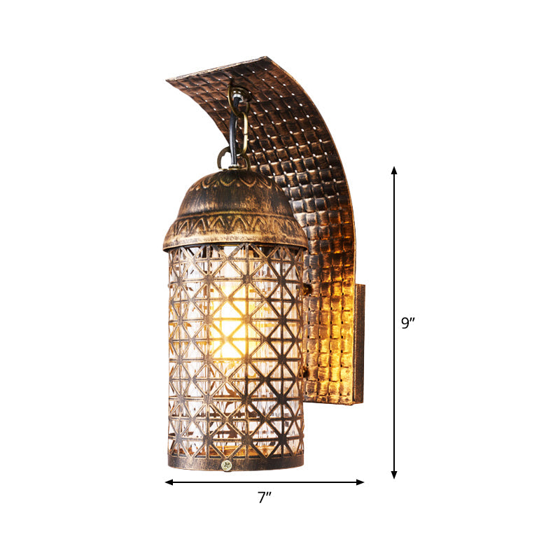 Vivolux | Bronze Lantern Wandleuchte Rustikales Eisen 1 Licht Wohnzimmer Wandlampe mit Ausschnittdesign