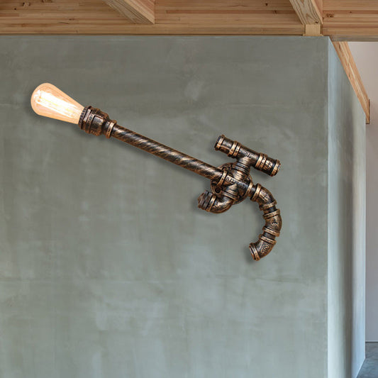 Vivolux | 1 Glühbirne pistolenförmige Wandlampe mit Rohrdesign Lagerstil Antikbronze Eisen Wandmontierte Leuchte