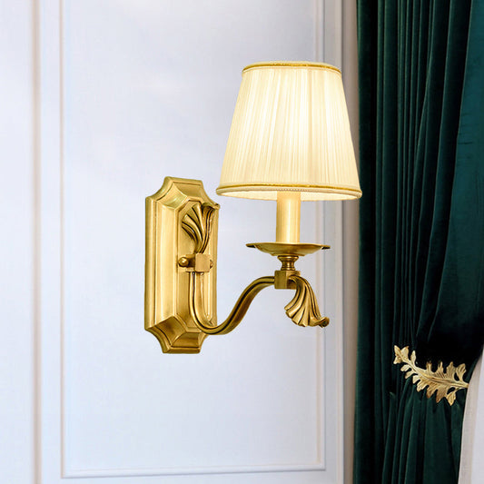 Vivolux | Stoff Gold Wandlampe Wandleuchte Konisch 1/2-Glühbirne Kolonialismus Wandmontierte Lichtquelle für Schlafzimmer