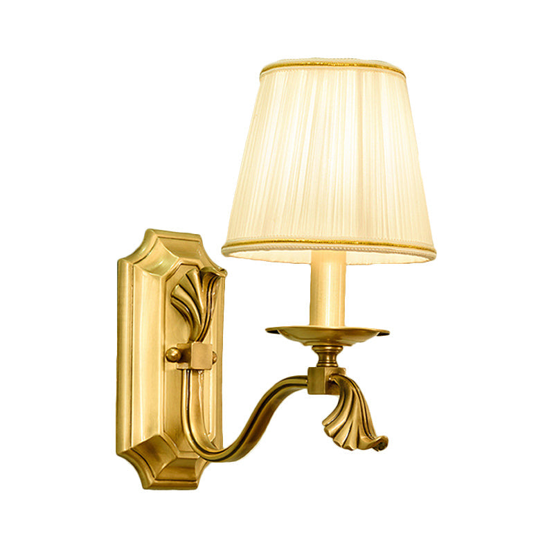 Vivolux | Stoff Gold Wandlampe Wandleuchte Konisch 1/2-Glühbirne Kolonialismus Wandmontierte Lichtquelle für Schlafzimmer