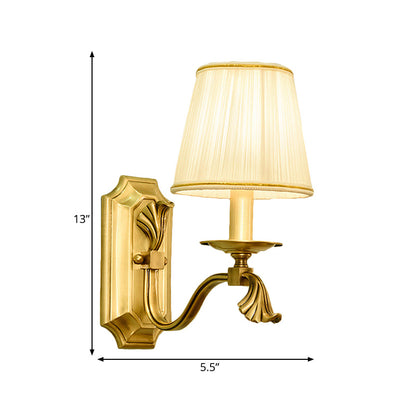 Vivolux | Stoff Gold Wandlampe Wandleuchte Konisch 1/2-Glühbirne Kolonialismus Wandmontierte Lichtquelle für Schlafzimmer