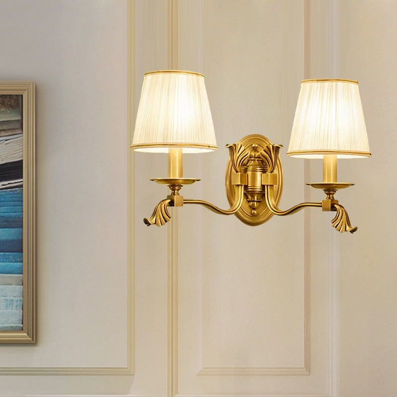 Vivolux | Stoff Gold Wandlampe Wandleuchte Konisch 1/2-Glühbirne Kolonialismus Wandmontierte Lichtquelle für Schlafzimmer
