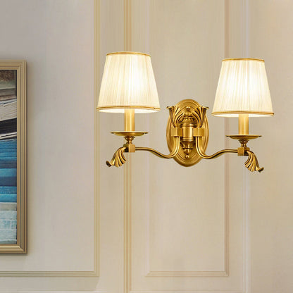 Vivolux | Stoff Gold Wandlampe Wandleuchte Konisch 1/2-Glühbirne Kolonialismus Wandmontierte Lichtquelle für Schlafzimmer