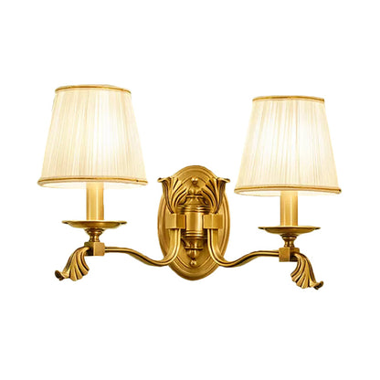 Vivolux | Stoff Gold Wandlampe Wandleuchte Konisch 1/2-Glühbirne Kolonialismus Wandmontierte Lichtquelle für Schlafzimmer