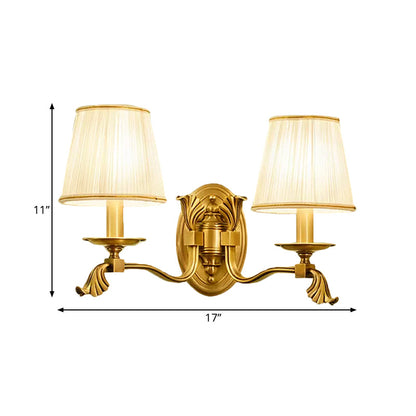 Vivolux | Stoff Gold Wandlampe Wandleuchte Konisch 1/2-Glühbirne Kolonialismus Wandmontierte Lichtquelle für Schlafzimmer