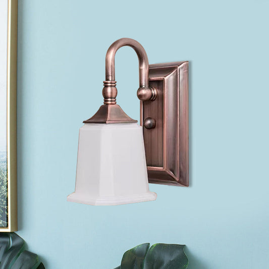Vivolux | Retro Flared Wandlamp Verlichting 1-Kop Crème Glazen Wandlicht Fixture in Koper met Zwanenhals Arm