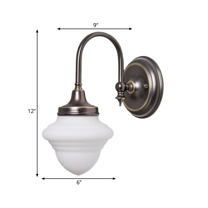 Vivolux | Gooseneck Arm Schlafzimmer Wandleuchte Vintage Milchglas 1-Licht Schwarze Wandbeleuchtung Armatur