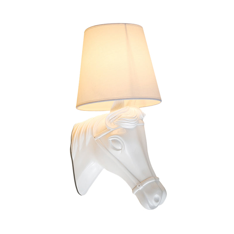 Vivolux | Antieke Vaten Wandlamp 1 Lampstof Wandlamp Schaduw in Wit met Hars Paardenhoofd Ontwerp