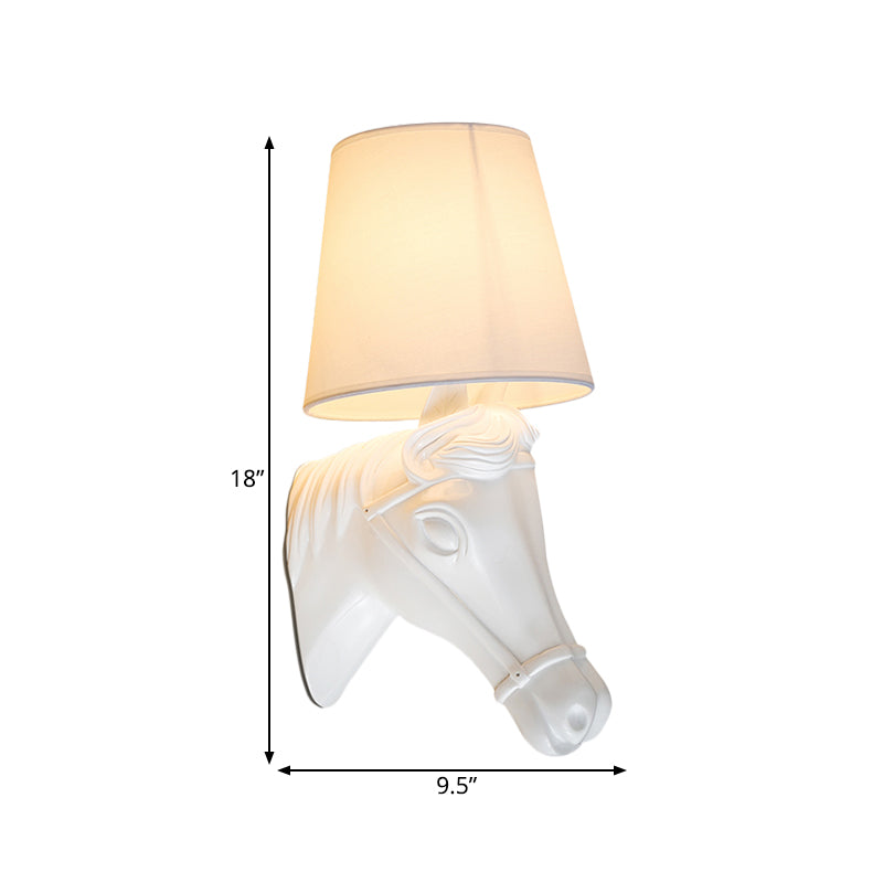 Vivolux | Antieke Vaten Wandlamp 1 Lampstof Wandlamp Schaduw in Wit met Hars Paardenhoofd Ontwerp