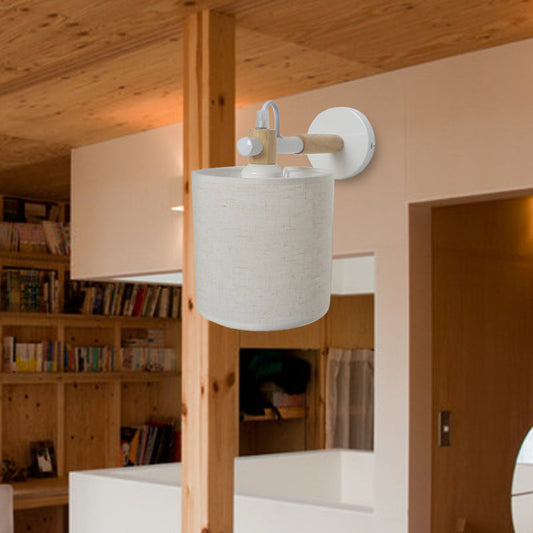 Vivolux | 1 Glühlampen-Zylinder-Wandmontage-Leuchte Einfach Stilvoll Weißer Stoff-Wandleuchte Wandbeleuchtung für Schlafzimmer