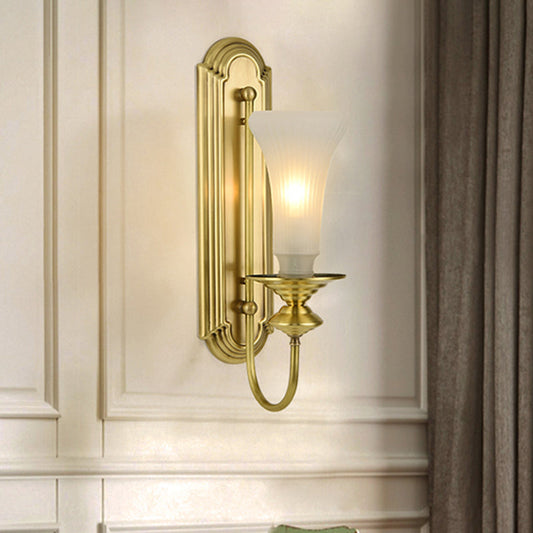 Vivolux | 1/2-Bol Bell Wandleuchte Kolonial Gold Frosted Weiß Glas Wandleuchte mit Metallganshalsarm
