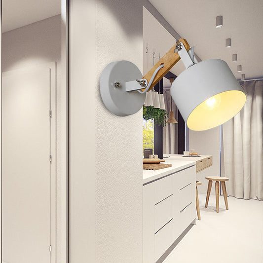Vivolux | 1 bulb cilindrische wandlamp hedendaags witte metalen draaibare sconce lichtarmatuur voor gang