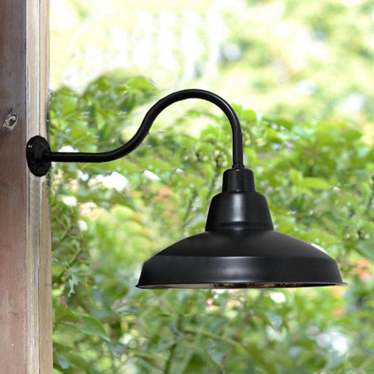 Vivolux | 1 Kopf Wandleuchte Vintage Schwarz Schmiedeeisen Wandlicht mit Gänsehälse Arm für Veranda
