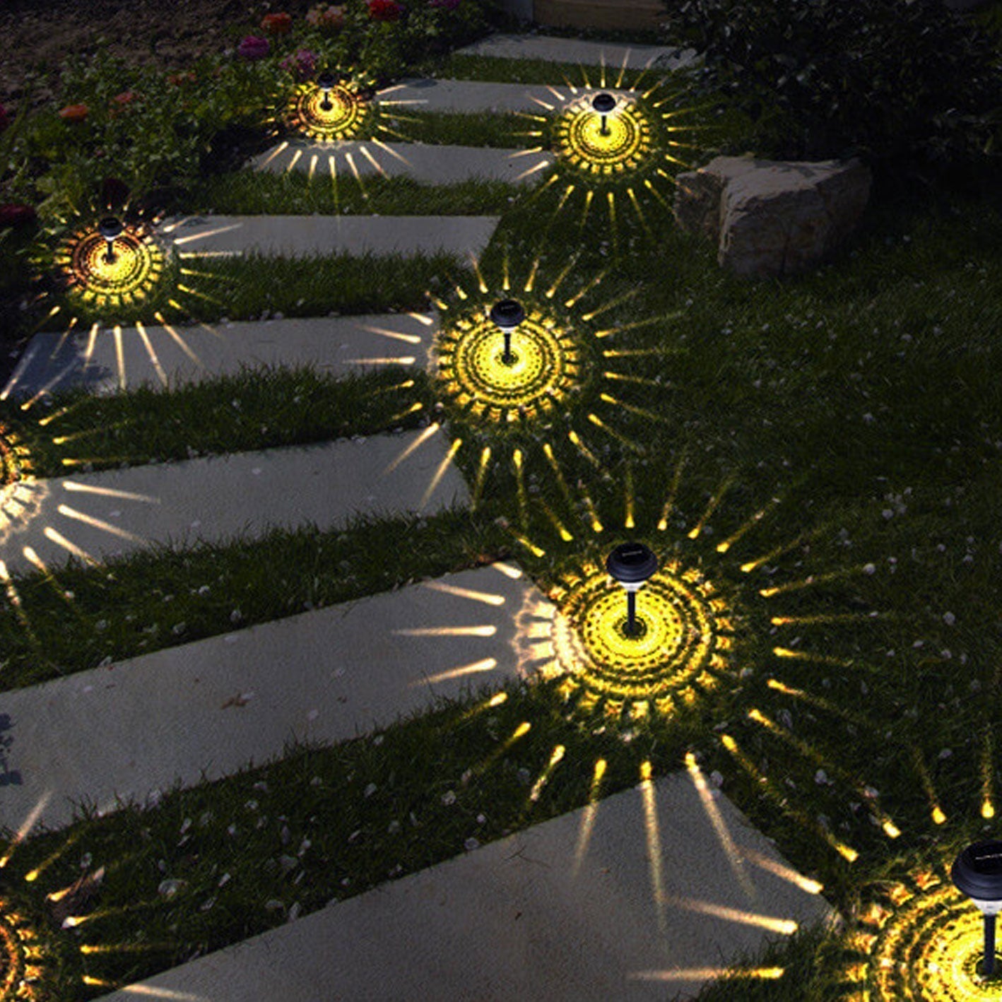 Vivolux | Solar wasserdicht kreisförmig divergente Licht Schatten Design LED Außen Garten Dekorationslicht