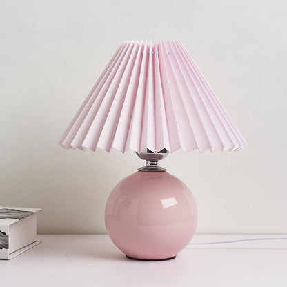 Vivolux | Nordische minimalistische 1-flammige Tischlampe aus Keramik mit Plissee