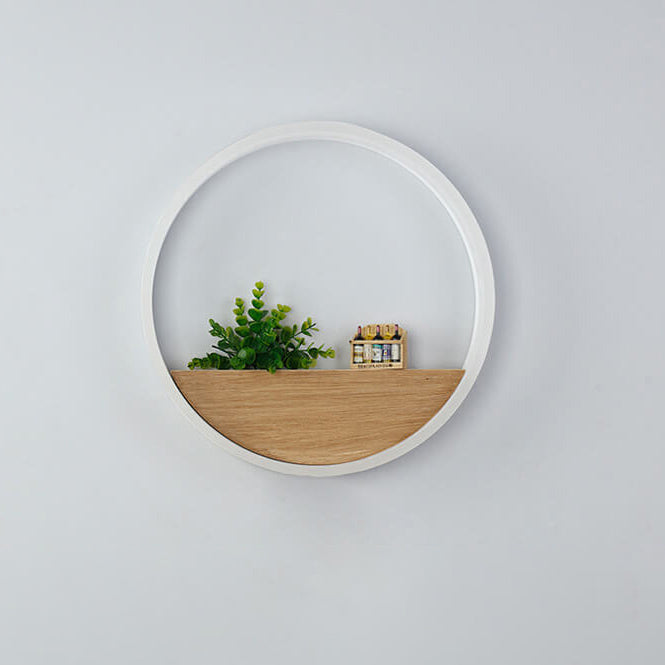 Vivolux | Lumoshelf LED Wandleuchte | Massivholz mit Ablage | Runde Wandlampe | Warm- & Weißlicht