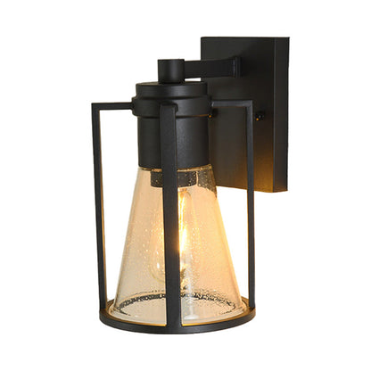 Vivolux | 1 Licht Conical Wandlamp Industrieel Zwart Gezaaid Glas Wandlamp met Metalen Kooi