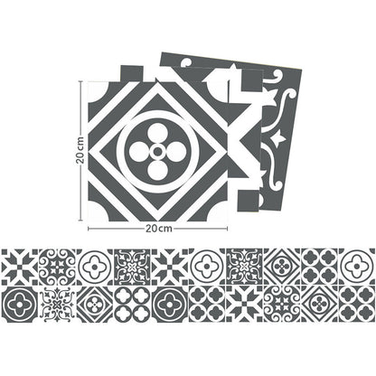 Vivolux | Kleefpaneel Zwart-Wit Bohemia Behang 8,6-vierkante voet Marokkaanse Tegel Wandkunst für Zuhause
