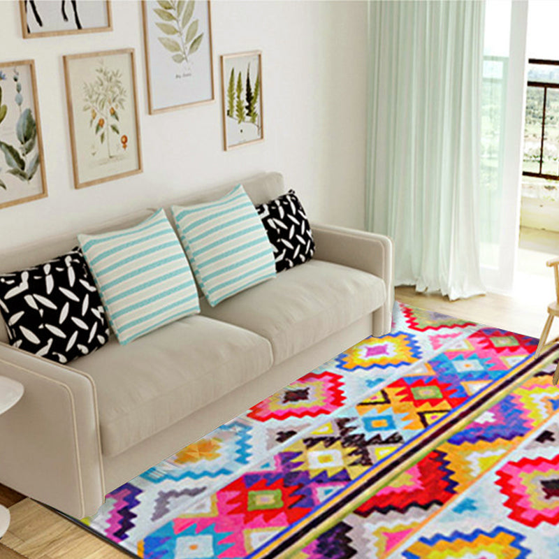 Vivolux | Native Tribal Hexagon Geometric Teppich Bunte Marokkanische Bereich Teppich Stoff Rutschfest Haustierfreundlicher Teppich für Wohnkultur