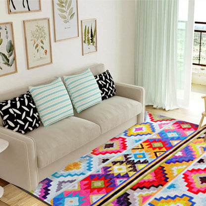 Vivolux | Native Tribal Hexagon Geometric Teppich Bunte Marokkanische Bereich Teppich Stoff Rutschfest Haustierfreundlicher Teppich für Wohnkultur