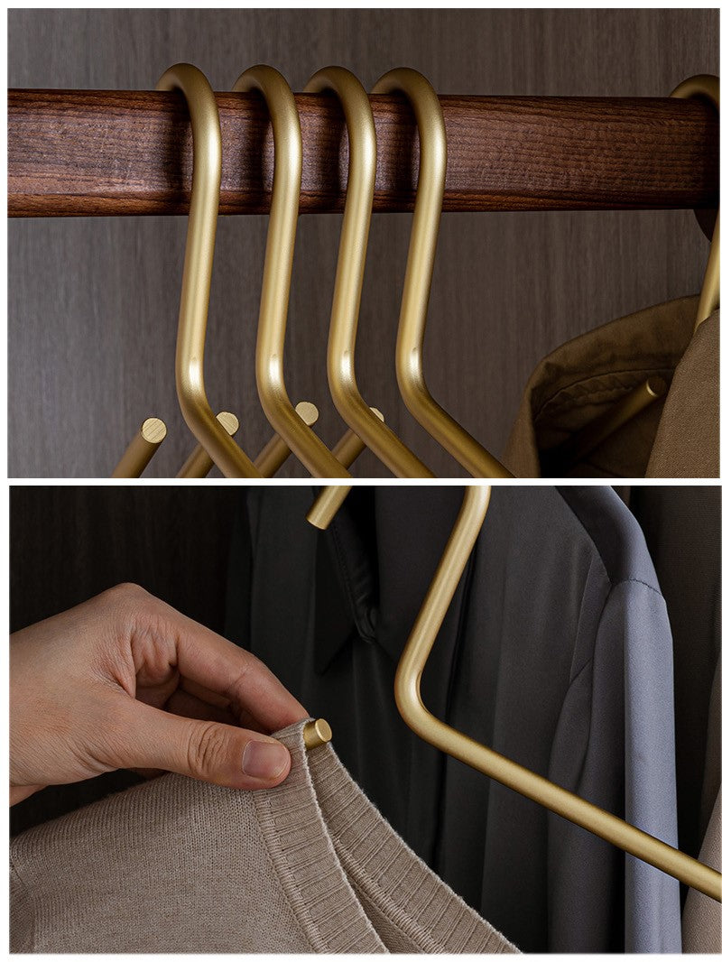 5 Stück Kleiderbügel aus massivem Mattgold/Silber │ Nahtloser Kleiderschrank-Organizer aus Metall