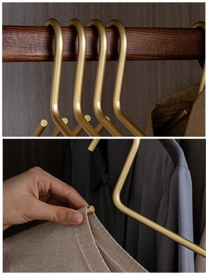 5 Stück Kleiderbügel aus massivem Mattgold/Silber │ Nahtloser Kleiderschrank-Organizer aus Metall