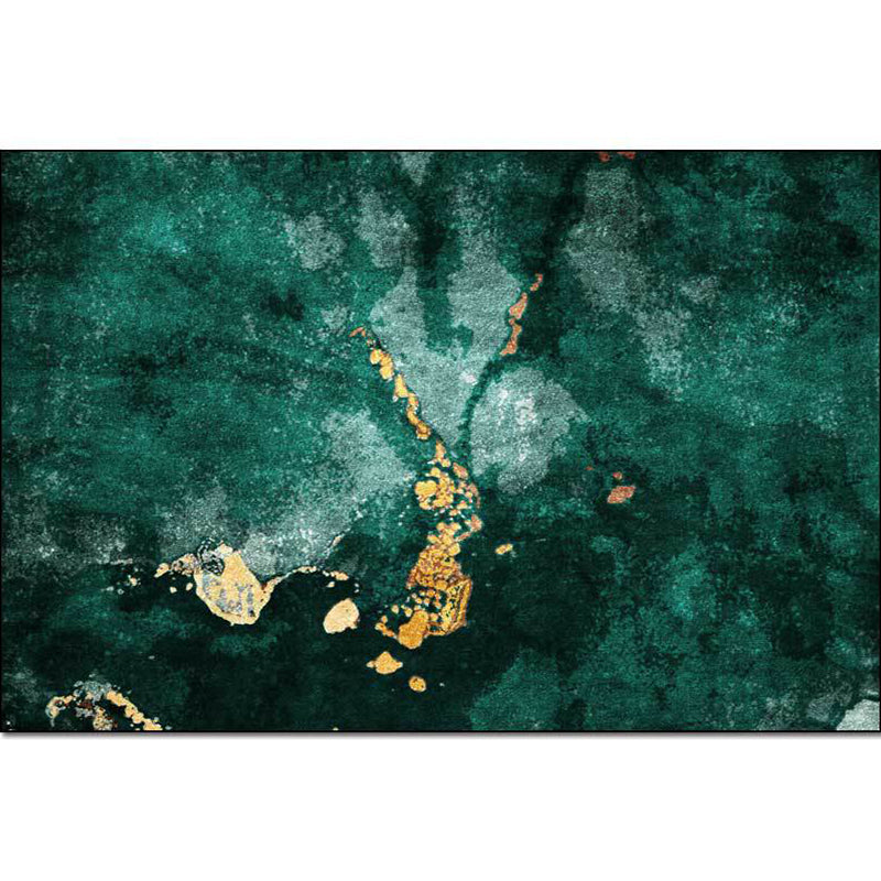 Vivolux | Moderner Wohnzimmerteppich in grünem abstraktem Marmor-Muster Teppich Polyester waschbarer Teppichbereich