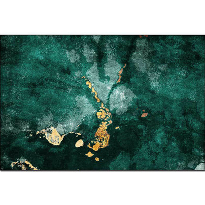 Vivolux | Moderner Wohnzimmerteppich in grünem abstraktem Marmor-Muster Teppich Polyester waschbarer Teppichbereich