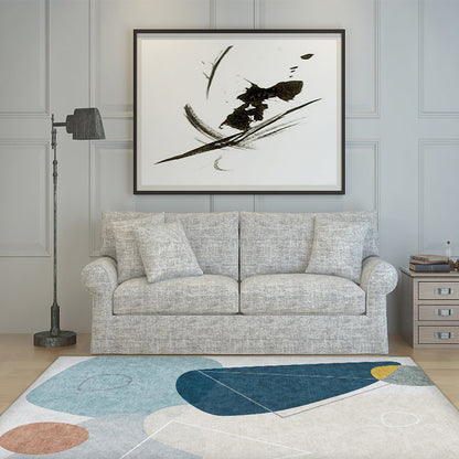 Vivolux | Neuheit Wohnkultur Teppich in Grau und Elfenbein Farbblockdruck Bereichsteppich Polyester Waschtbarer Teppich