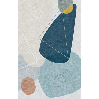 Vivolux | Neuheit Wohnkultur Teppich in Grau und Elfenbein Farbblockdruck Bereichsteppich Polyester Waschtbarer Teppich