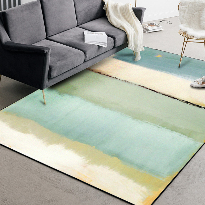 Vivolux | Teal Schlafzimmer Teppich Modern Abstrakt Farbblock Muster Bereichsteppich Polyester Waschbarer Teppich
