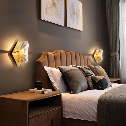 Vivolux | 1 Glühbirne Rhombus Wandlicht Fixture Modern Stilvolles Metall und klares Kristall Wandleuchte Lampe in Messing-Finish