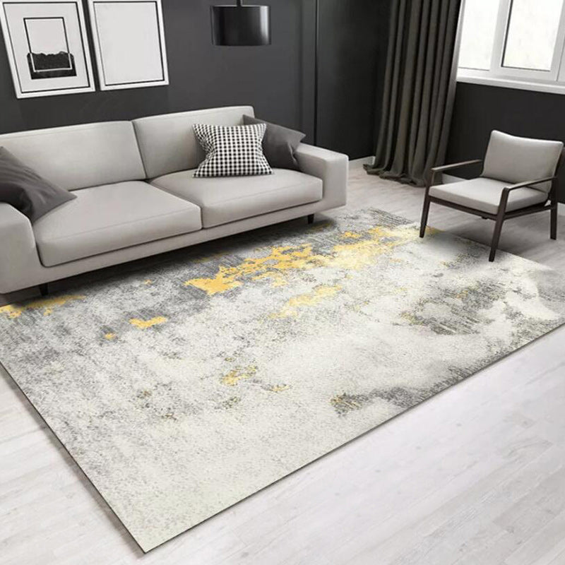 Vivolux | Stijlvol Abstract Vloerkleed Wit en Gouden Casual Vloerkleed Polyester Wasbaar Antislip Ondergrond Tapijt voor Woonkamer