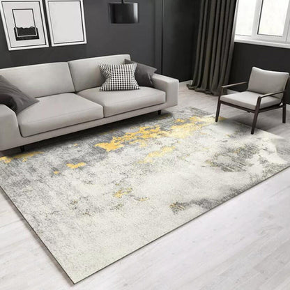 Vivolux | Stijlvol Abstract Vloerkleed Wit en Gouden Casual Vloerkleed Polyester Wasbaar Antislip Ondergrond Tapijt voor Woonkamer