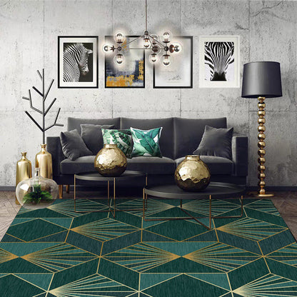 Vivolux | Nordic Modern Vloerkleed in Teal Geometrisch Ruitpatroon Vloerkleed Polyester Machine Wasbaar Tapijt voor Huisdecoratie
