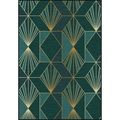 Vivolux | Nordic Modern Vloerkleed in Teal Geometrisch Ruitpatroon Vloerkleed Polyester Machine Wasbaar Tapijt voor Huisdecoratie